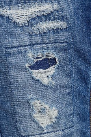 Denim Dk Blue Regular Distressed Patched Jeans (3-16yrs)